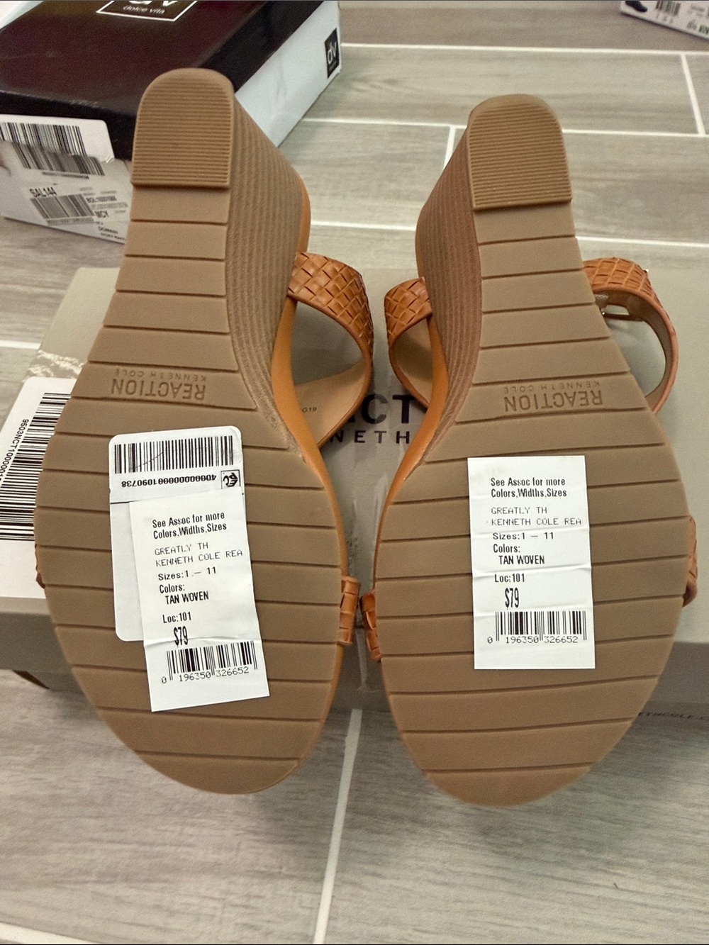 Kenneth Cole Reaction Women's Greatly Thong Almond Toe Wedge Sandals Heels - Picture 6 of 9